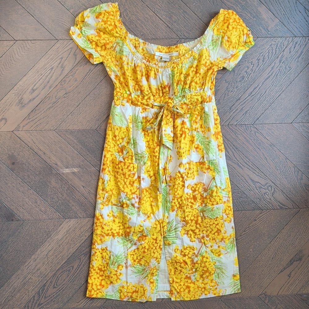 Diane von Furstenberg DVF Aubrey Yellow Cotton Floral Dress US 4 - Picture 6 of 13